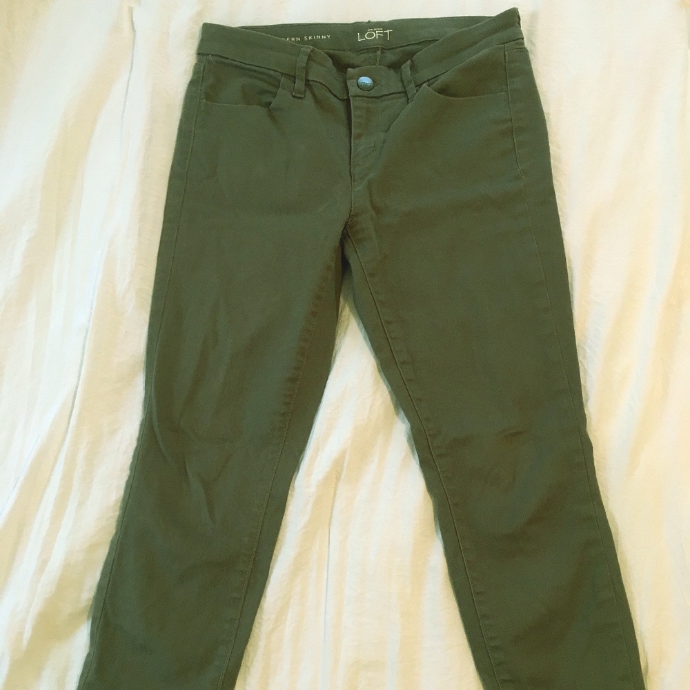 Olive Green  Modern Skinny Ankle Pants